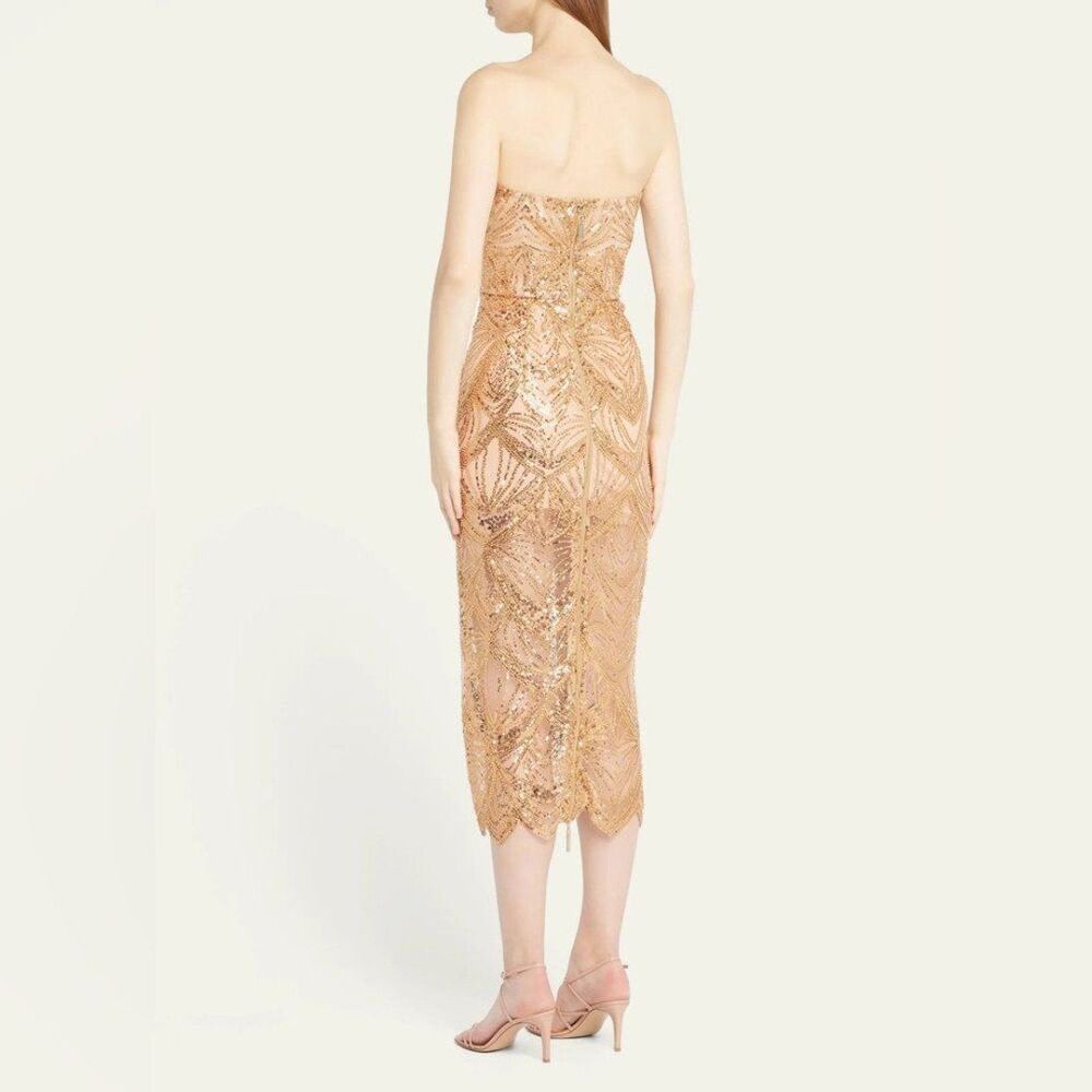 Bronx and Banco Rose Gold Sequin Strapless Midi Dress - Picture 3 of 12